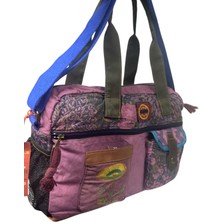 Old Cotton Cargo Old Cotton Vintage Salaş Çok Renkli Küçük Seyahat Gezi Omuz El Çantası 31CMX44CM