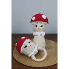 Aley Life Amigurumi Organik Mantar Bebek ve Çıngırak Diş Kaşıyıcı