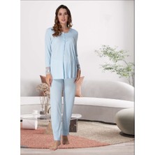 Effortt Dvina Effortt Lohusa Pijama Takımı Mavi - 9042