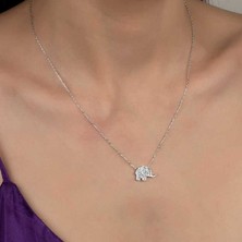 Gumush Swarovski Taşlı Gümüş Fil Bayan Kolye