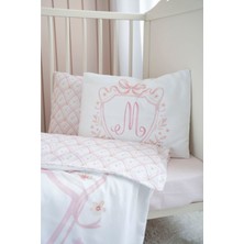 Nou Harf Serisi M Harfi Park Yatak Nevresim Seti (80X120) - Noble Serie Pembe