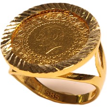 HAKAN GÜLER KUYUMCULUK Çeyrek Altın Yüzük 14 Ölçü Parlak 22 Ayar Altın Zarif Tasarım