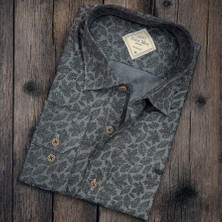 Eren Style Pamuklu Gri Uzun Kollu Erkek Gömlek (Slim Fit Kalıp)