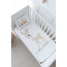 Tuğba Kuğu Anne Yanı Beşik Lastikli Çarşaf Seti - Iconic Serisi - Çiçek Boynuzlu Geyik