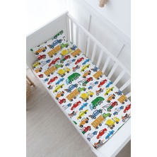 Tuğba Kuğu Bebek Boy Lastikli Çarşaf Seti - Iconic Serisi - Renkli Araçlar