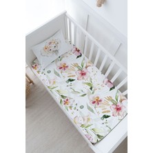 Tuğba Kuğu Bebek Boy Lastikli Çarşaf Seti - For Baby Serisi - Suluboya Fil