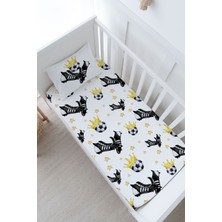 Tuğba Kuğu Bebek Boy Lastikli Çarşaf Seti - For Baby Serisi - Siyah - Beyaz