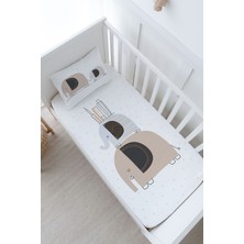 Tuğba Kuğu Bebek Boy Lastikli Çarşaf Seti - Pure Baby Serisi - Filler ve Evler