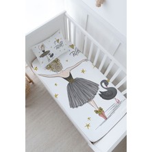 Tuğba Kuğu Bebek Boy Lastikli Çarşaf Seti - For Baby Serisi - Siyah Kuğulu Balerin