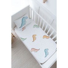 Tuğba Kuğu Bebek Boy Lastikli Çarşaf Seti - Iconic Serisi - Renkli Dinozorlar