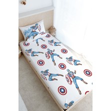 Tuğba Kuğu Tek Kişilik Lastikli Çarşaf Seti - Cartoon Serisi - Captain America