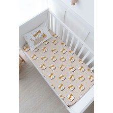 Tuğba Kuğu Bebek Boy Lastikli Çarşaf Seti - For Baby Serisi - Kahverengi Atkılı Ayı