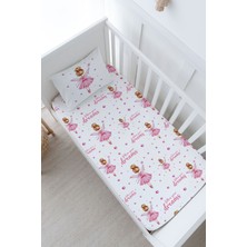 Tuğba Kuğu Bebek Boy Lastikli Çarşaf Seti - For Baby Serisi - Topuzlu Pembe Peri