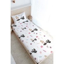 Tuğba Kuğu Tek Kişilik Lastikli Çarşaf Seti - For Baby Serisi - Siyah Tütülü Balerin ve Kuğu