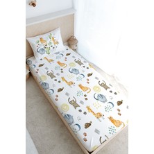 Tuğba Kuğu Tek Kişilik Lastikli Çarşaf Seti - Iconic Serisi - Kaktüs ve Sevimli Hayvanlar