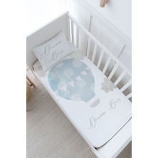 Tuğba Kuğu Bebek Boy Lastikli Çarşaf Seti - Pure Baby Serisi - Bulutlu Mavi Hava Balonu