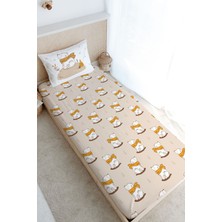 Tuğba Kuğu Tek Kişilik Lastikli Çarşaf Seti - For Baby Serisi - Kahverengi Atkılı Ayı