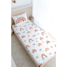 Tuğba Kuğu Tek Kişilik Lastikli Çarşaf Seti - Iconic Serisi - Somon Gökkuşağı