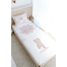 Tuğba Kuğu Tek Kişilik Lastikli Çarşaf Seti - Pure Baby Serisi - Buluta Tırmanan Ayıcık