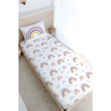 Tuğba Kuğu Tek Kişilik Lastikli Çarşaf Seti - For Baby Serisi - Pembe Gökkuşağı