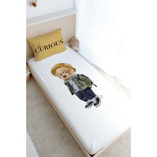 Tuğba Kuğu Tek Kişilik Lastikli Çarşaf Seti - Pure Baby Serisi - Gözlüklü Ayıcık