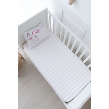 Tuğba Kuğu Anne Yanı Beşik Lastikli Çarşaf Seti (55X95) - For Baby Serisi - Balerin ve Tavşan ve Kız