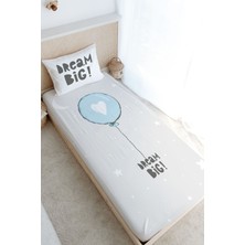 Tuğba Kuğu Tek Kişilik Lastikli Çarşaf Seti - Pure Baby Serisi - Mavi Kalpli Balon