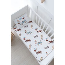 Tuğba Kuğu Bebek Boy Lastikli Çarşaf Seti - For Baby Serisi - Balonlu Araba