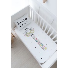 Tuğba Kuğu Anne Yanı Beşik Lastikli Çarşaf Seti - Iconic Serisi - Renkli Zürafa