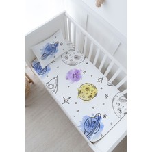 Tuğba Kuğu Bebek Boy Lastikli Çarşaf Seti - Iconic Serisi - Çizgisel Uzay