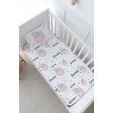 Tuğba Kuğu Anne Yanı Beşik Lastikli Çarşaf Seti (55X95) - For Baby Serisi - Ayda Uyuyan Fil