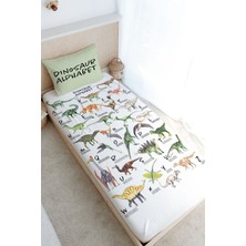 Tuğba Kuğu Tek Kişilik Lastikli Çarşaf Seti - Iconic Serisi - Dinozor Alfabesi