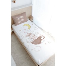 Tuğba Kuğu Tek Kişilik Lastikli Çarşaf Seti - Pure Baby Serisi - Bir Fincanda Tavşan