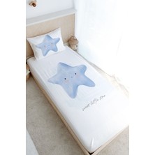 Tuğba Kuğu Tek Kişilik Lastikli Çarşaf Seti - Pure Baby Serisi - Pofuduk Mavi Yıldız
