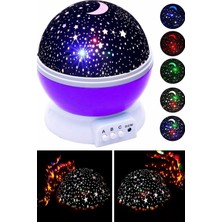Techno Station Star Master Yıldızlı Gökyüzü Projeksiyon Gece Lambası Motorlu Döner Işık Mor