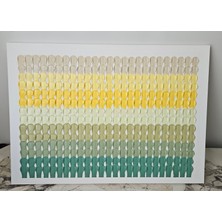 Asyemur Design Dokulu Tablo Rölyef Pasta Spatula Izleri Soyut Sarı-Yeşil Tonları