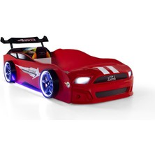 Kırmızı Arabalı Yatak Sport Mst Full Ledli Kumandalı Baza Ortopedik Yatak