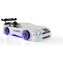 Ferramini Bazalı Beyaz Arabalı Yatak Sport Mst Full Ledli Kumandalı ve Müzikli