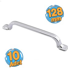 Badem10 10 Adet Zümre Düz Mobilya Mutfak Dolabı Çekmece Dolap Kapak Kulbu Krom 128 mm Metal Kulp