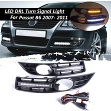 Hbemirror Ön Tampon Sis Lambaları Işık Izgara Izgaraları + Passat B6 2007-2011 Için Drl LED Su Geçirmez (Yurt Dışından)