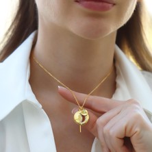 Necati Gün Ay Modeli Gold Kaplama Gümüş Kolye
