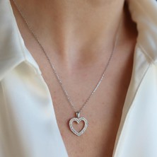 Necati Gün Kalp Zirkon Taşlı Gümüş Kolye