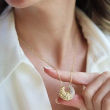 Necati Gün Kruvasan Gold Zirkon Taşlı Gümüş Kolye