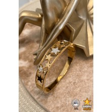 Hediyeci Market 316 L Yıldız Detaylı Bohem Gold Çelik Bileklik - HMÇB-0020