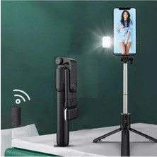 Işıklı Siyah Taşınabilir Bluetooth Tripod & Selfie Çubuğu – Telefon ve Aksiyon Kamerası Uyumlu, Uzaktan Kumandalı