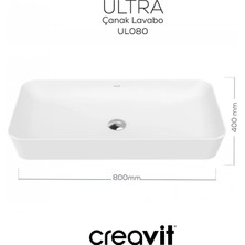 Creavit UL080 Ultra 80 cm Tezgah üstü Çanak Lavabo Beyaz
