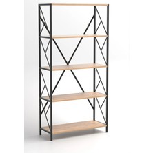 Barin Design 5 geniş raflı kitaplık metal çerçeveli modern raf çalışma odası ofis salon kitaplığı evrak rafı