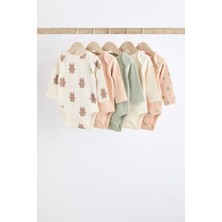 Next Baby % 100 Pamuklu Krem Pembe Uzun Kollu 5'li Body Zıbın Set