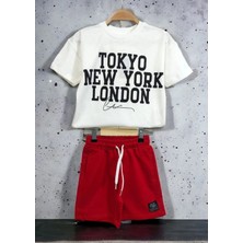 Butik Tokyo New York London Baskı Gündelik ve Özel Gün  Pamuk Unisex Şort Tişört Takım