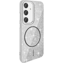 Teleplus Samsung Galaxy S24 Fe Kılıf Simli Glossy Okso Magsafe Özellikli Kapak